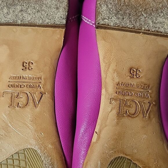 AGL ATTILIO GUISTI LEOMBRUNI 35 EU 5 US Ballet Flats Fuchsia Pink Leather ITALY - Picture 11 of 13